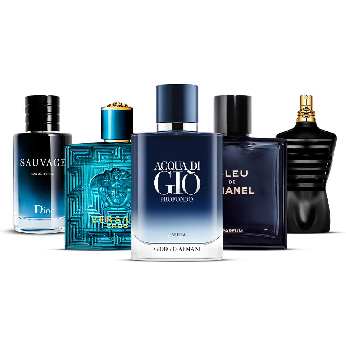 Combination of 5 men's perfumes – Sauvage, Versace Eros, Acqua di Giò Profondo, Bleu de Chanel and Le Male [100 ml]