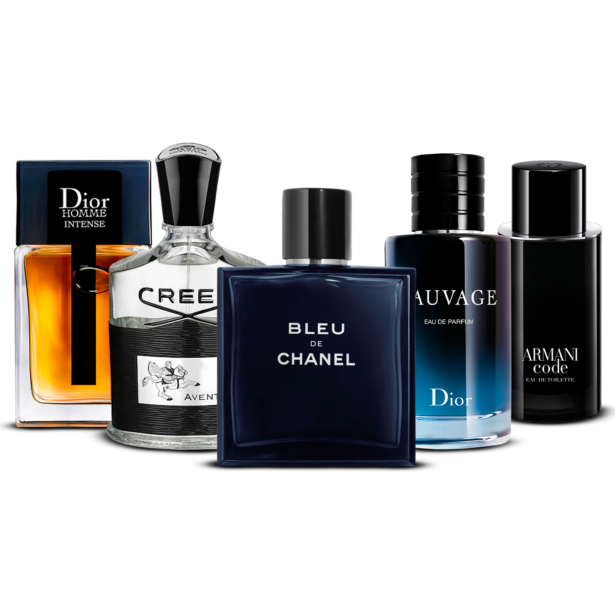 Combination of 5 men's perfumes – Dior Homme Intense, Creed Aventus, Bleu de Chanel, Sauvage and Armani Code [100 ml]
